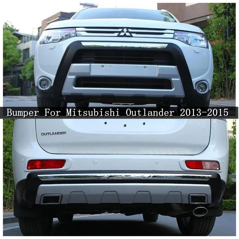 

High Quality ABS Car Front+ Rear Bumper Protector Splitters Cover Guard Skid Plate Fits For Mitsubishi Outlander 2013 2014 2015