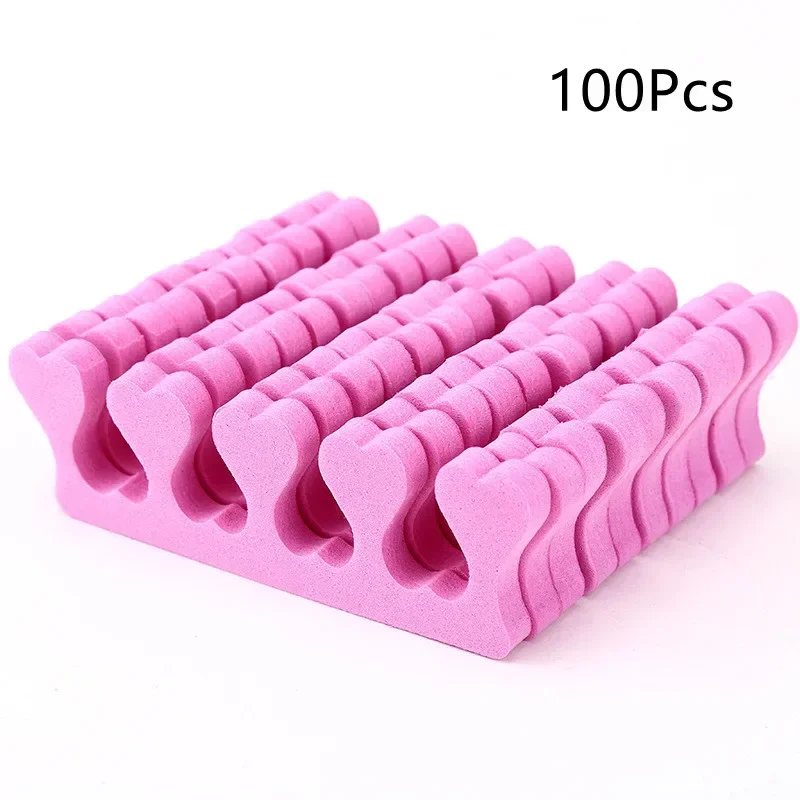 소프트 핑크 100pcs 손가락 발가락 구분 기호 매니큐어 페디큐어 풋 케어 압축 스폰지 네일 아트 도구 남성과 여성에게 적합