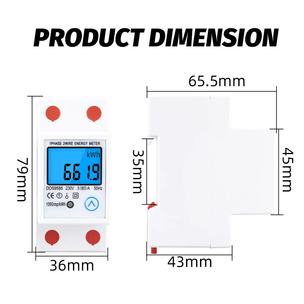 Update Din Rail LCD Display Digital Single Phase Two Wire Energy Meter KWh Power Consumption Electric AC 120V/230V Wattmeter