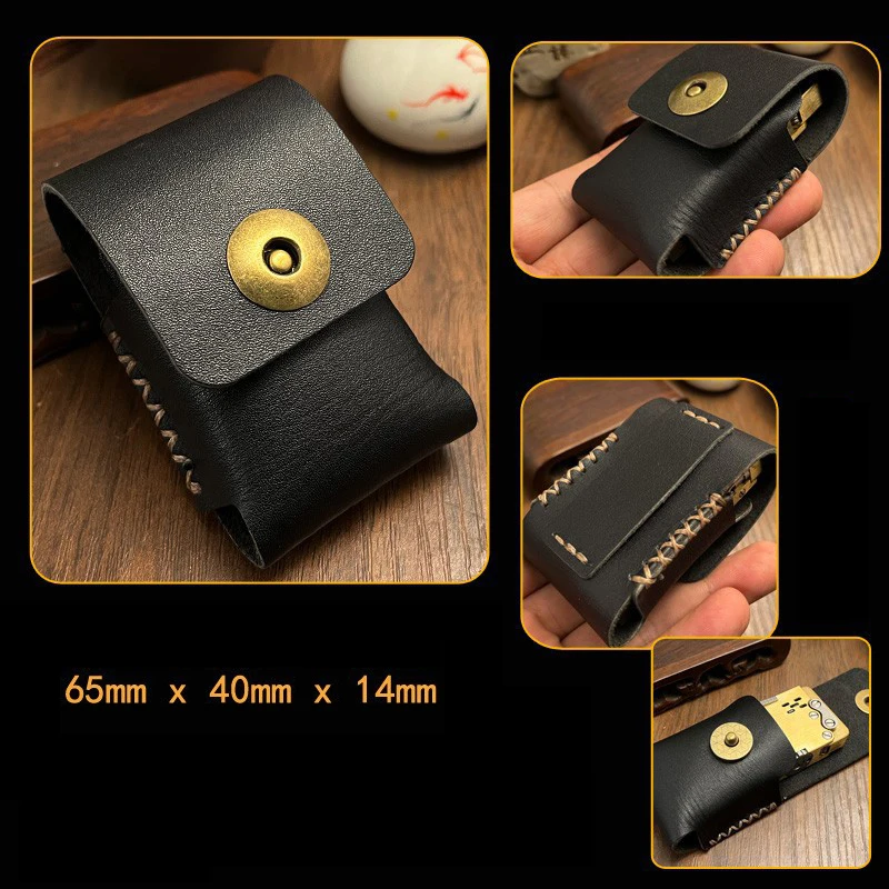 Description Picture 5 of itemReal Retro Leather Fuel Lighter Leather Covering Case For ZORRO ZIPPO Magnet Suction Handmade Men 's Classic