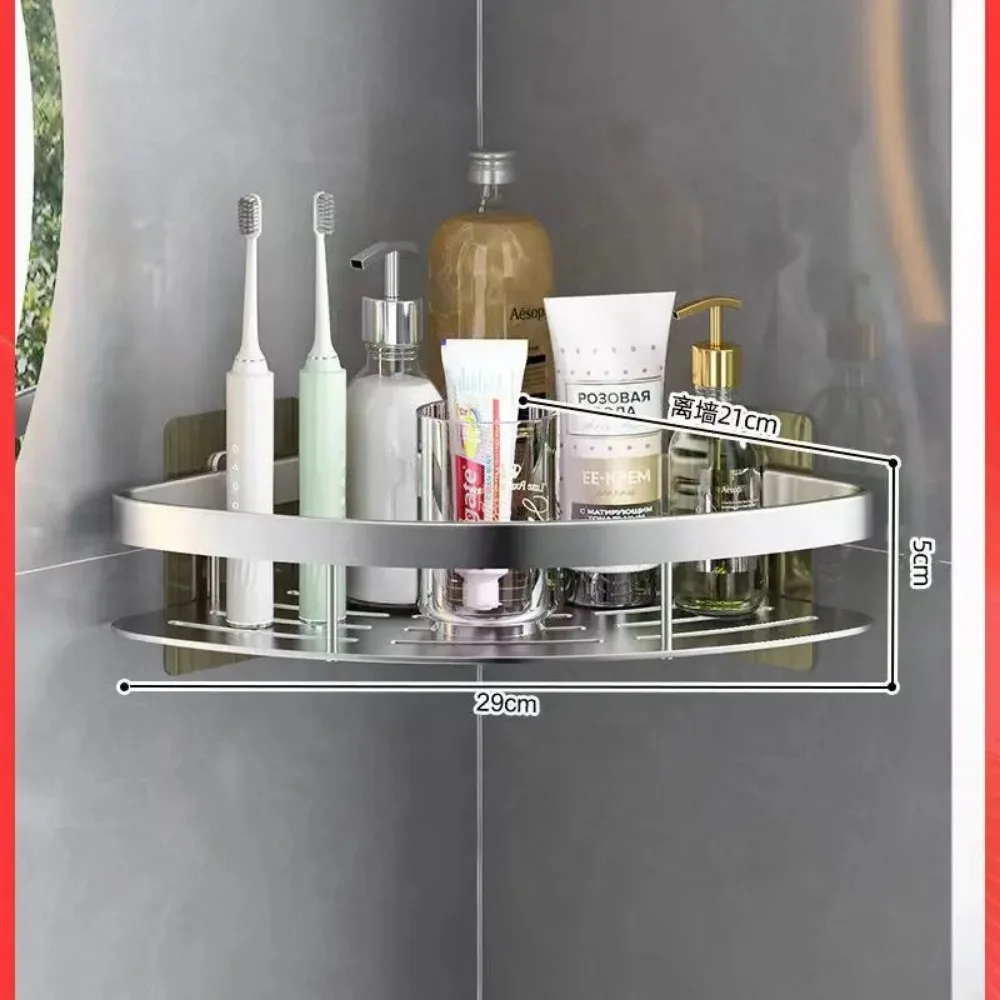 Bathroom Shelf Aluminum Alloy Shampoo Rack Makeup Storage Organizer Shower Shelf Bathroom Accessories No Drill Wall Corner Shelf 5