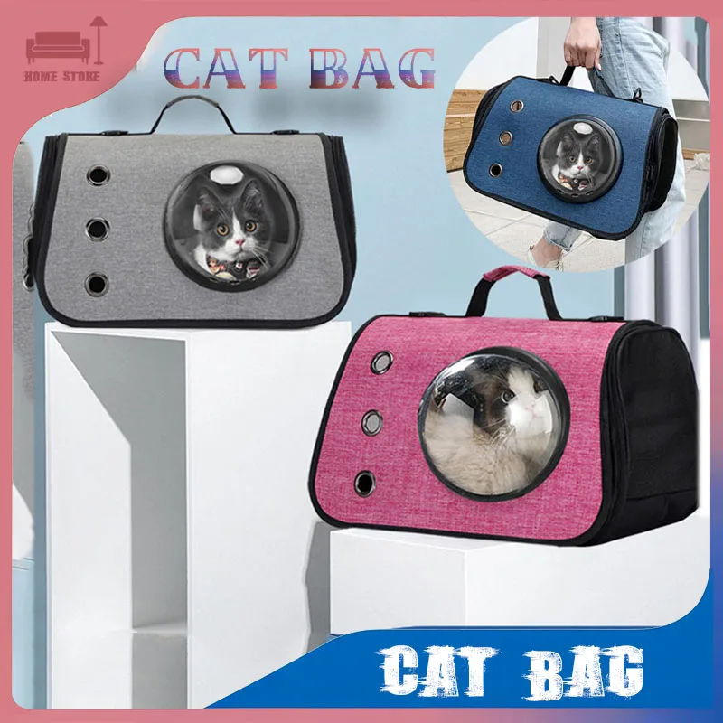 Portable Cat Bag Foldable Hand-held Space Capsule Shoulder Bags Mesh Breathable Outing Pet Crossbody Bag Kitten and Dog Supplies