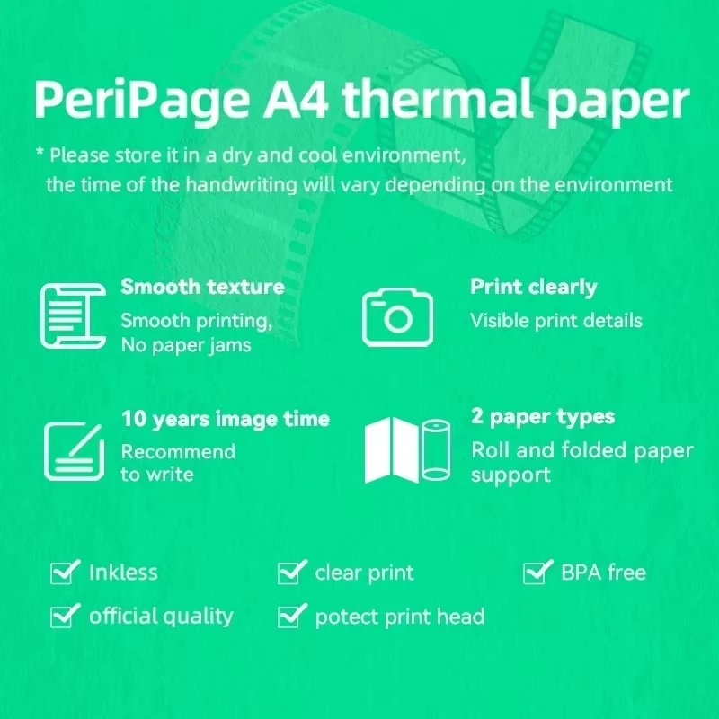 A4 Thermal Printer Paper 100 Pages Folded Long-lasting 8.5 x 11 Inch A40 Printer PocketJet HPRT MT800/MT800Q