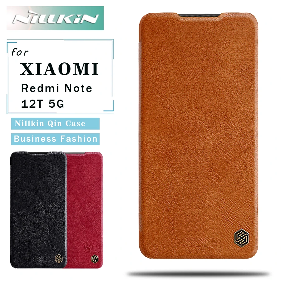 

Чехол NILLKIN Qin для Xiaomi Redmi Note 12T Pro, флип-чехол из искусственной кожи с карманом для карт, задняя крышка для Redmi Note 12T