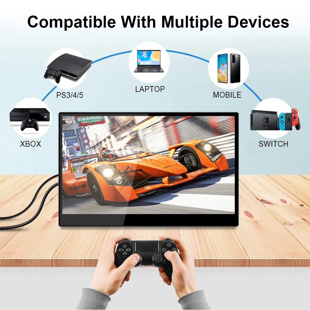 14 ġ 1080P FHD ޴ , ġũ, C Ÿ HDMI ̴ DP ȣȯ, ̹ , PC Xbox PS5 ġ ƮϿ