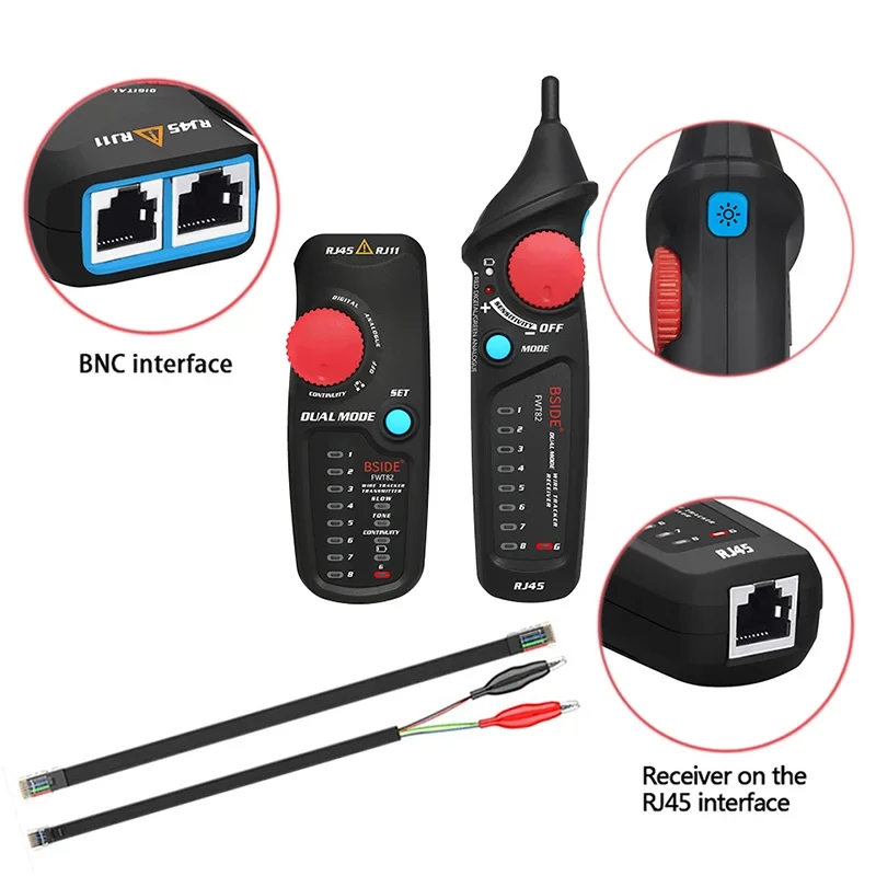 FWT82 Digital Dual Mode Network Cable Tracker Anti Interference Line Finder Ethernet LAN Tracer Analyzer Detector