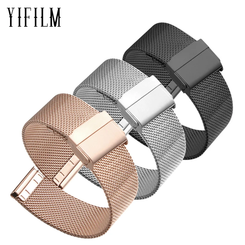Stainless Steel Milanese Loop Mesh Watch Strap with Straight End Bracelet and Buckle