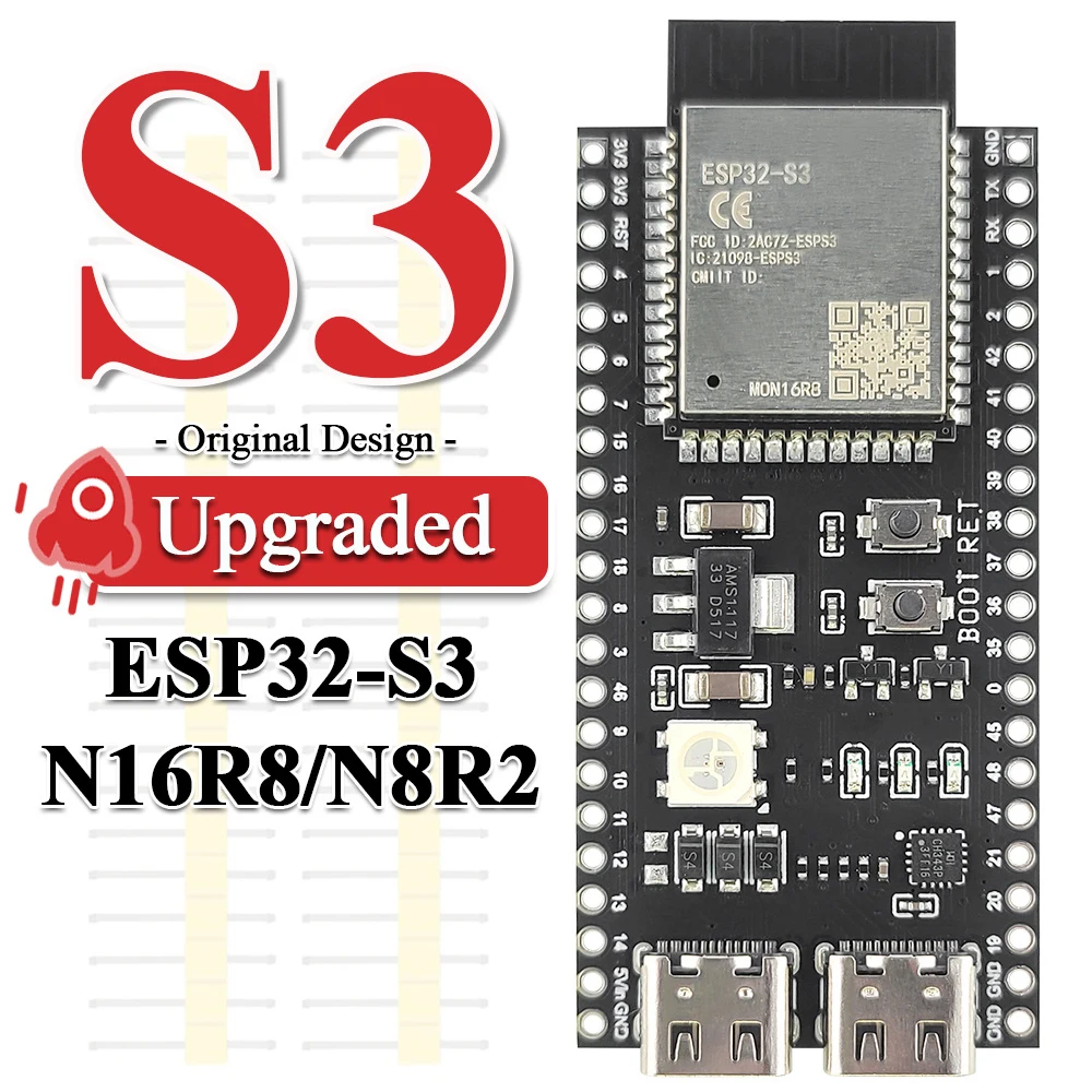 ESP32-S3 Entwicklungsboard 2,4G WLAN BT-Modul BLE5.0 Original ESP32-S3 MCU N8R2 N16R8 44-Pin Typ-C 8M PSRAM