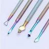 Professional Nail Art Care Tools Rainbow Cuticle Remover Dead Skin Nipper Tweezer Pusher Clipper Scissor  File  Kit 1