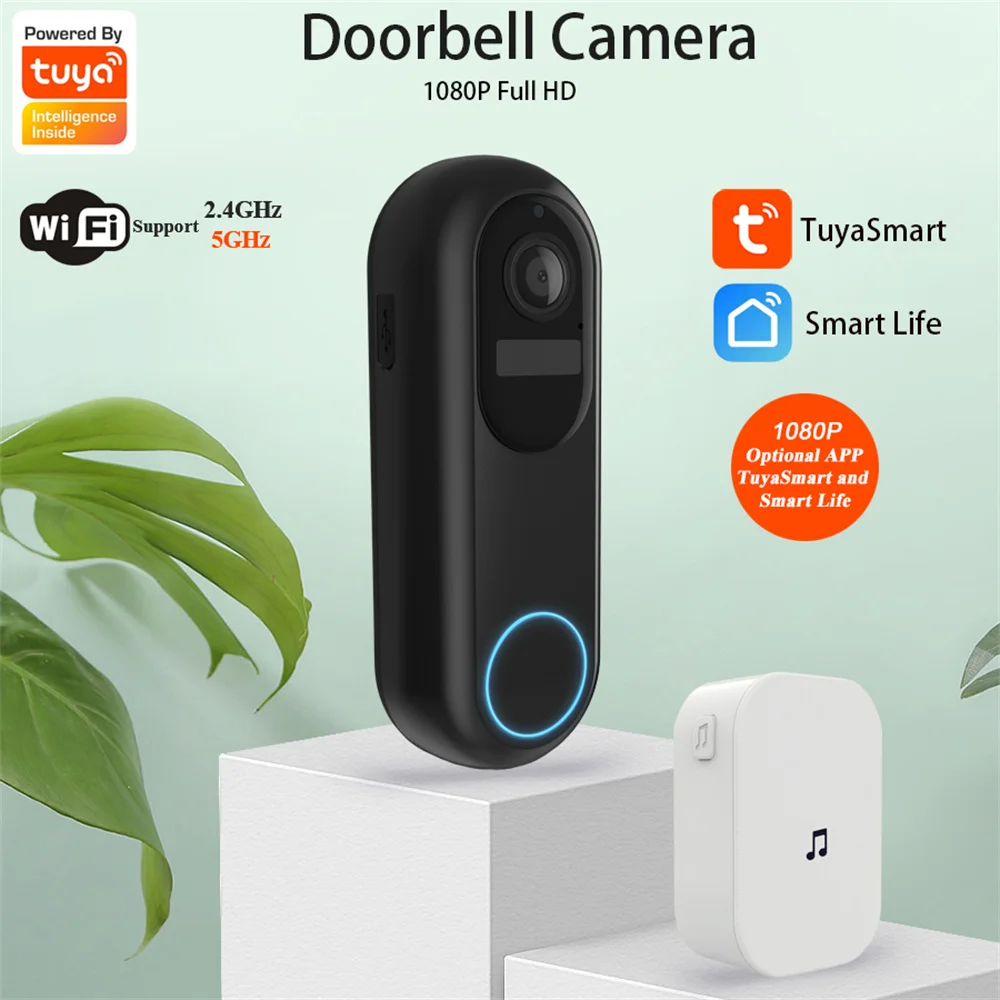 

Tuya Smart Video Doorbell Waterproof Night Vision Home Security 1080P FHD Camera Digital Visual Intercom 2.4GHz 5GHz WIFI