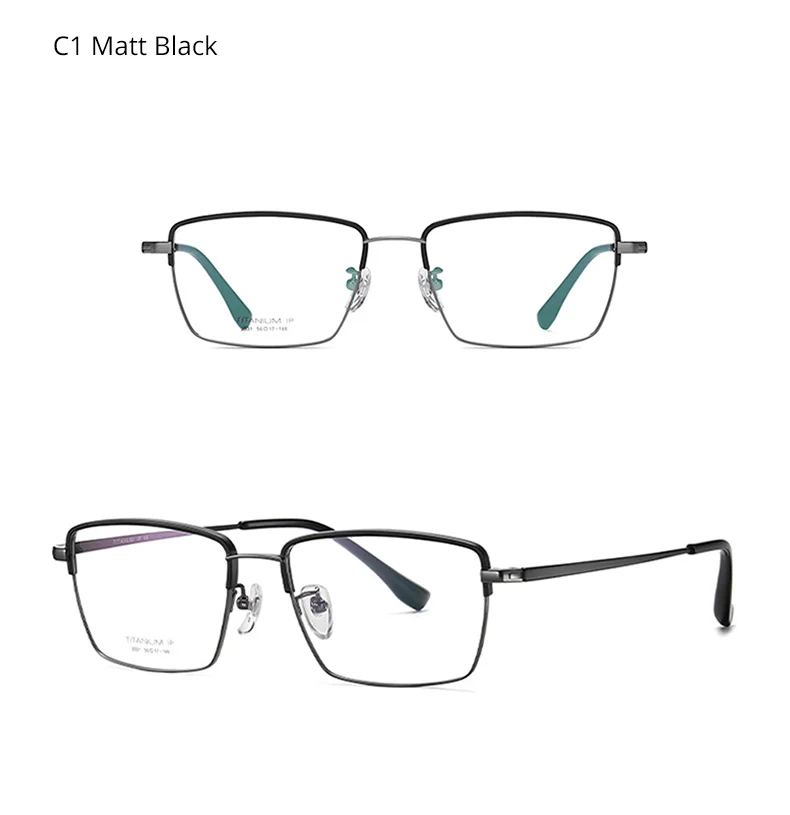 Ralferty Men's Full Rim Square Brow Line Titanium Eyeglasses 92031 Side View