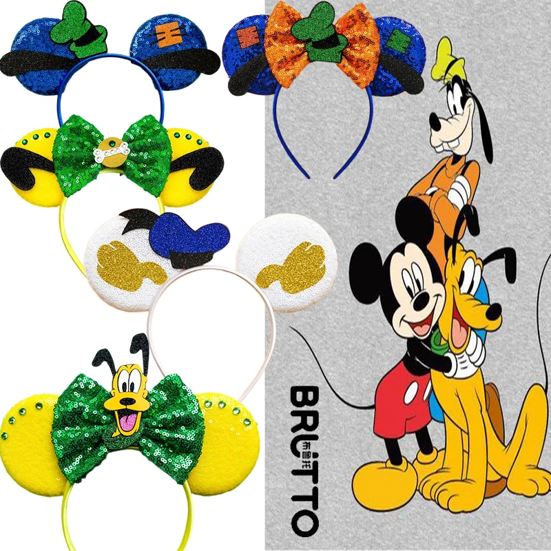 Disney Anime Goofy Hat Headband Women Cosplay Adult Pluto Hairband Girls Sequins Bow Bone Mickey Hair Accessories Festival Gift фигурка funko bitty pop disney goofy 4pk 4 шт