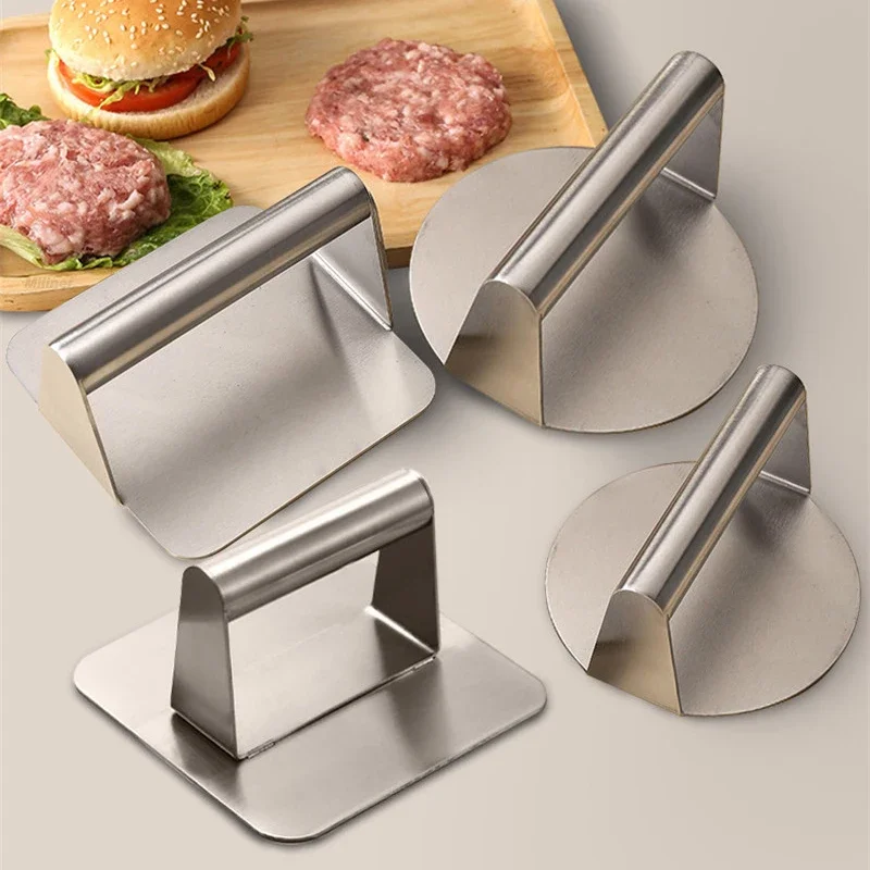 Hamburger Press Hamburger Press Maker Burger Press Stainless Steel Non-Stick Meat Beef Grill Round Square Hamburger Smasher for Patty Maker Barbecue Cooking Supplies