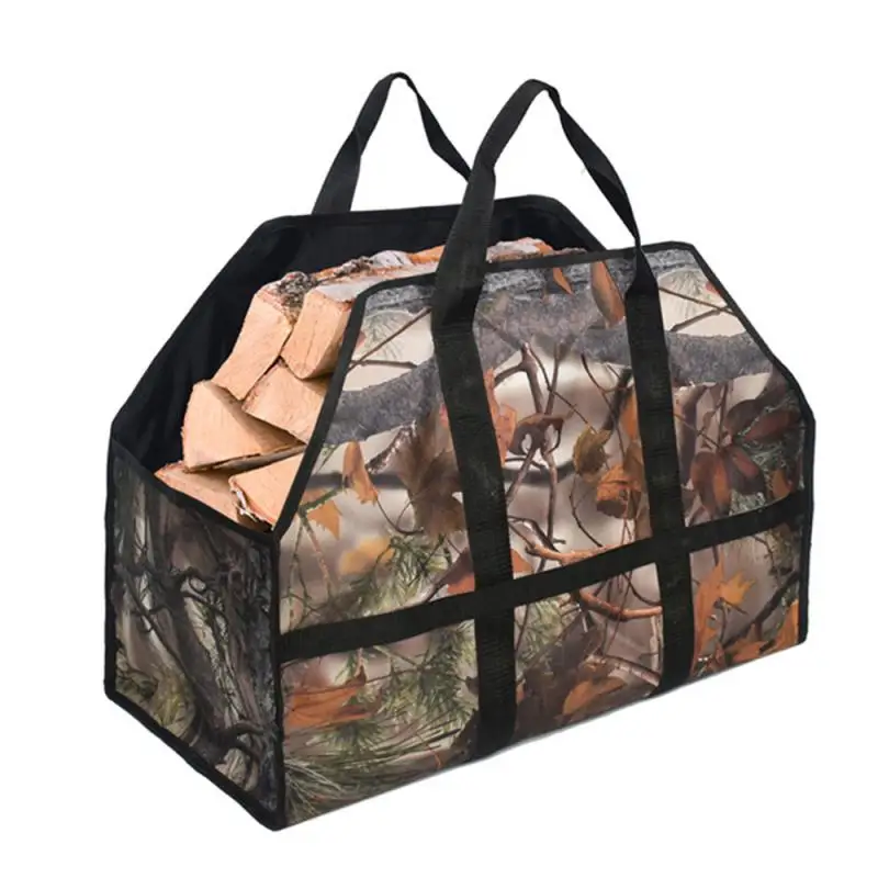 

Camouflage Logging Storage Holder Carrier Canvas Firewood Bag Durable Fire Wood Tote Outdoor Portable Organizer Camping Supplies