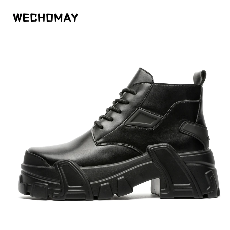 Men Boots 2024 Thick Bottom Mecha Style Brand Comfortable Fashion Boots Leather