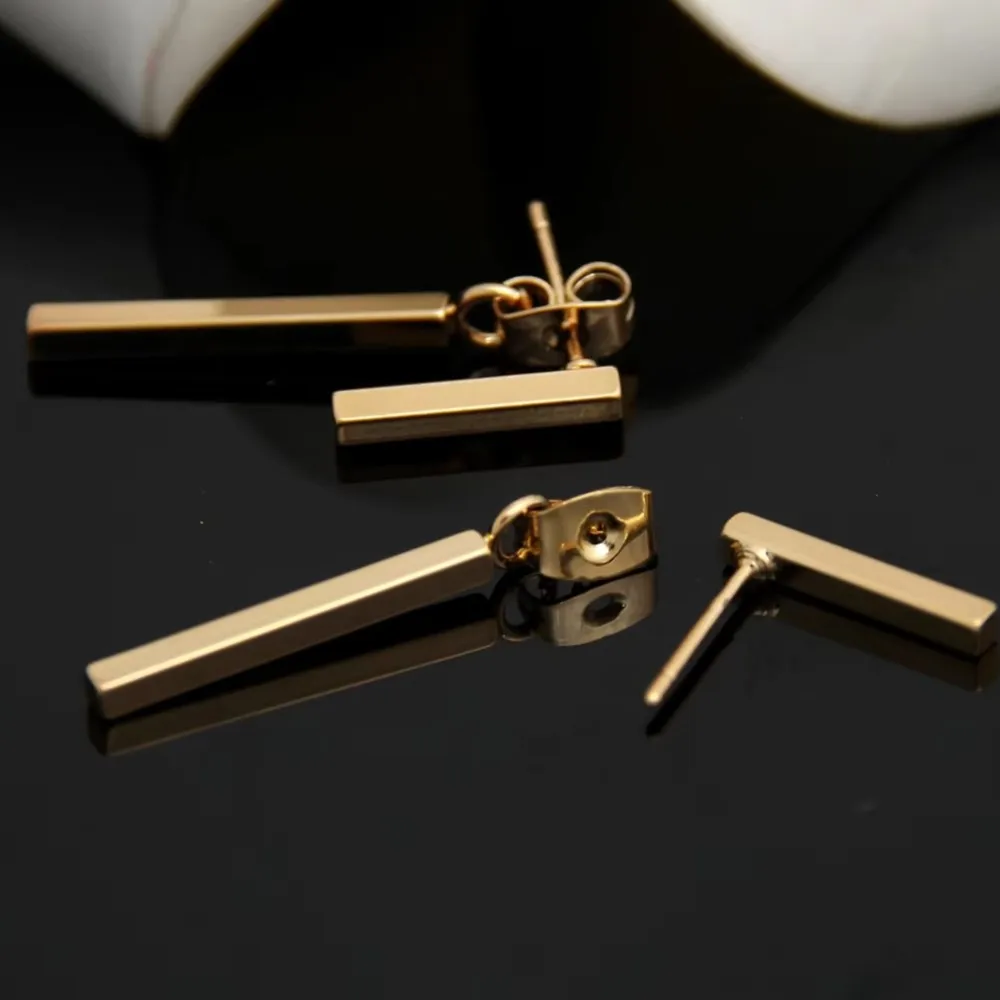 Geometric Simple Fashion T Bar Stud Earrings for Women Vintage Stainless Steel Long Drop Earring Jewelry Gifts