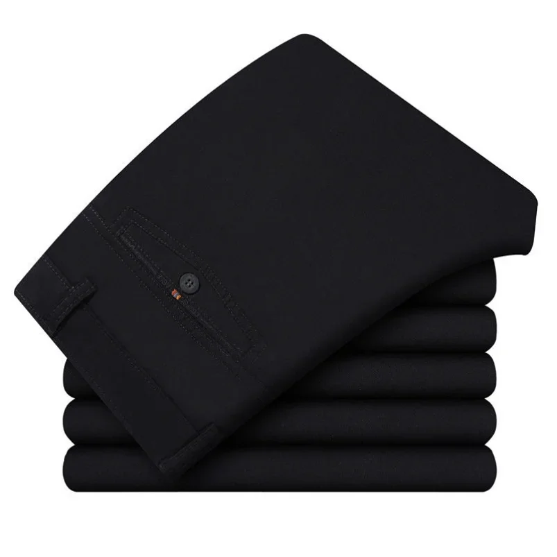 Cotton Work Pants Men's Summer Thin Casual Autumn Thick Classic Business Fashion Stretch Trousers Male Brand