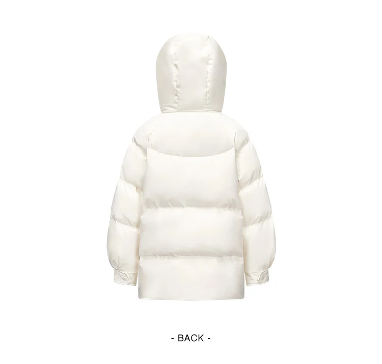 Down Jacket Women Mid-Length Loose Raglan Sleeve Simple Warm Winter Three-Defense Hooded Coat
