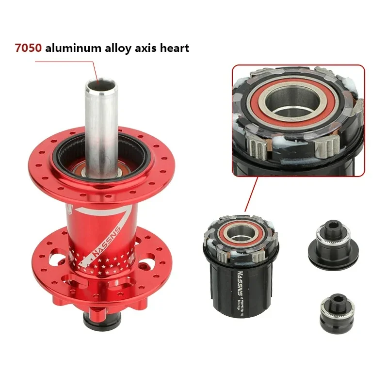MTB Hub 32 36 Holes Bearing Bike Freehub Rear Hub Quick Release 32H 36H Four Palin 7-12 Speed 6 Pawl Hubs mountain bicycle hubs