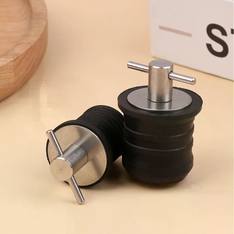 25MM/32MM T-핸들 드레인 플러그 트위스트턴 마린 보트 드레인 플러그 고무 플러그(스테인레스 스틸 핸들 포함) 보트 액세서리