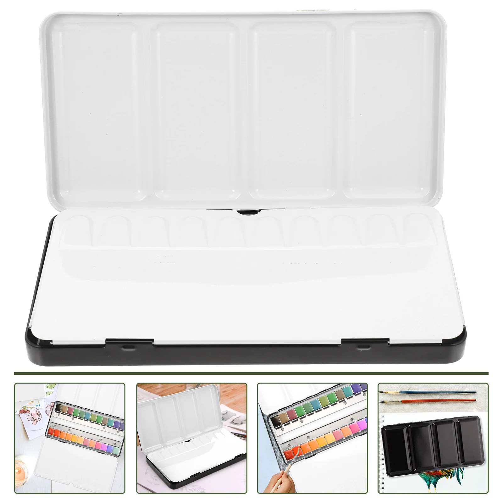 

Watercolor Tray Palette Acrylic Paint Storage Boxes Empty Tins Case Pans Travel