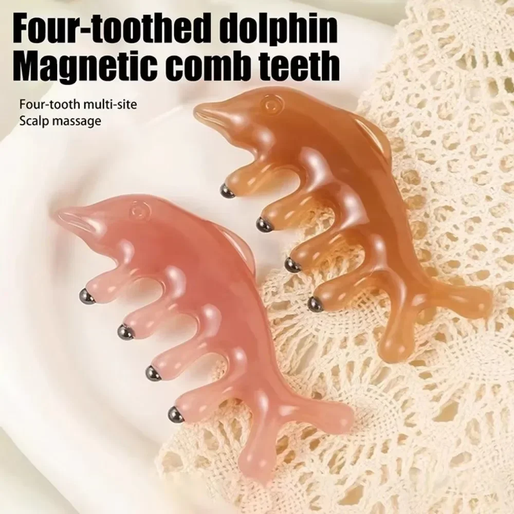 Dolphin Shape Body Meridian Massage Comb Wide Tooth Anti-Static Head Massage Comb Help Blood Circulation Multifunctional