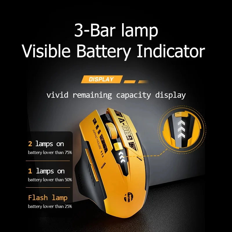 INPHIC A9 Bluetooth Mouse Rechargeable 2.4G Wireless Mouse Silent Ergonomic 4