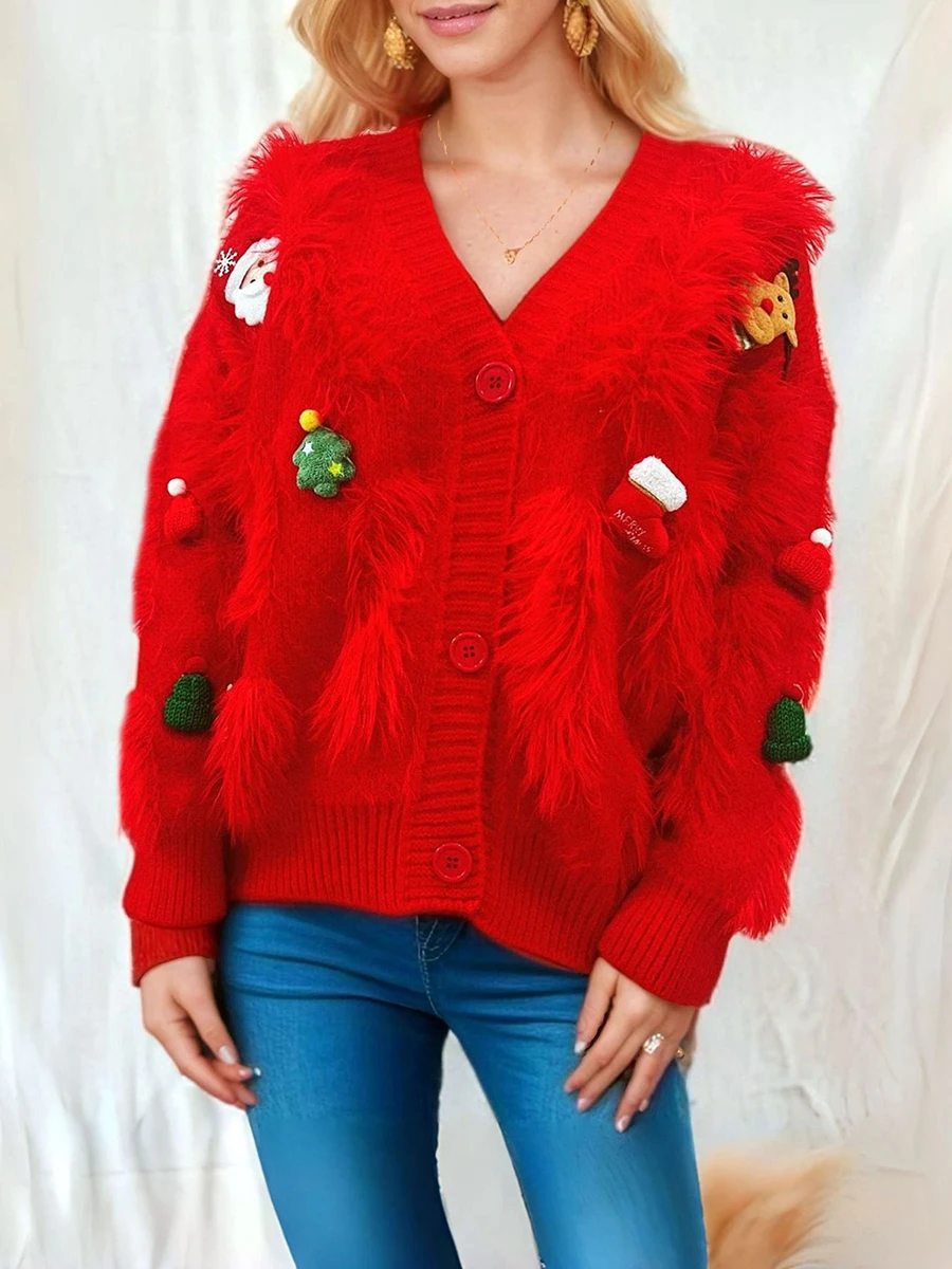 Fuzzy Long Sleeve Button Down Cardigan