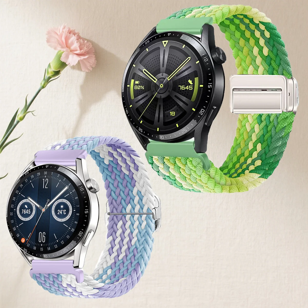 Dual Pack Braided Loop Magnetic Strap with Elastic Nylon Band