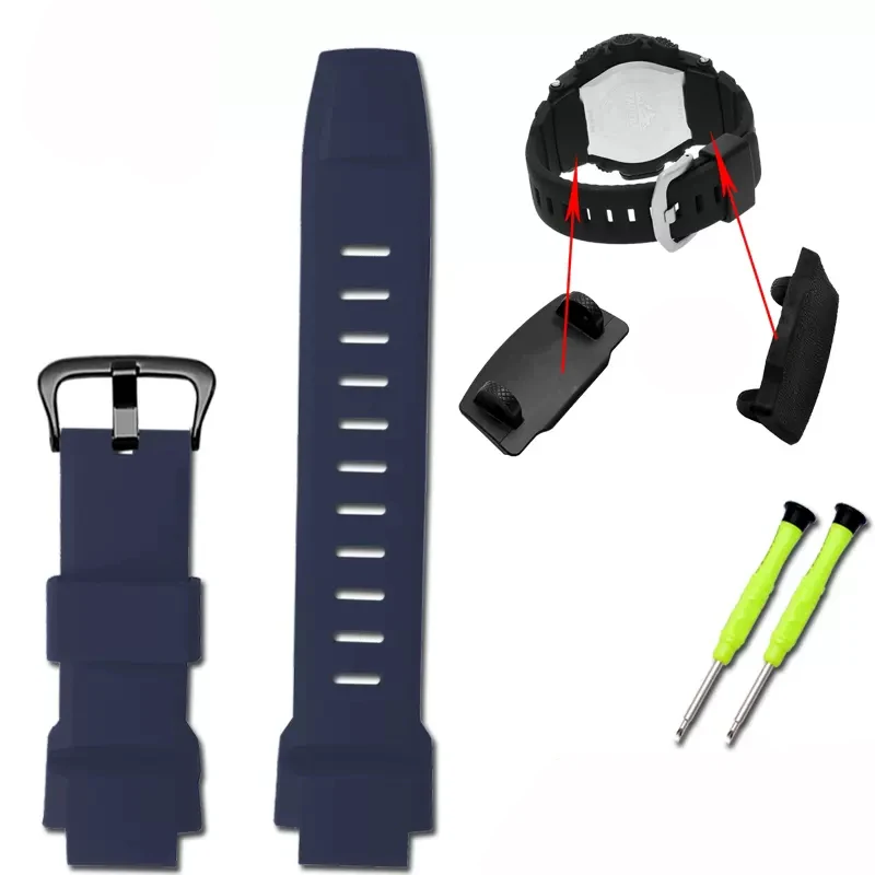 Cinturino in plastica solida in acciaio adatto per Casio PROTREK PRG-260 PRG-270 PRG-550 PRW-3500/2500/5100 cinturino di ricambio in metallo (colore: argento, dimensioni: 18 mm