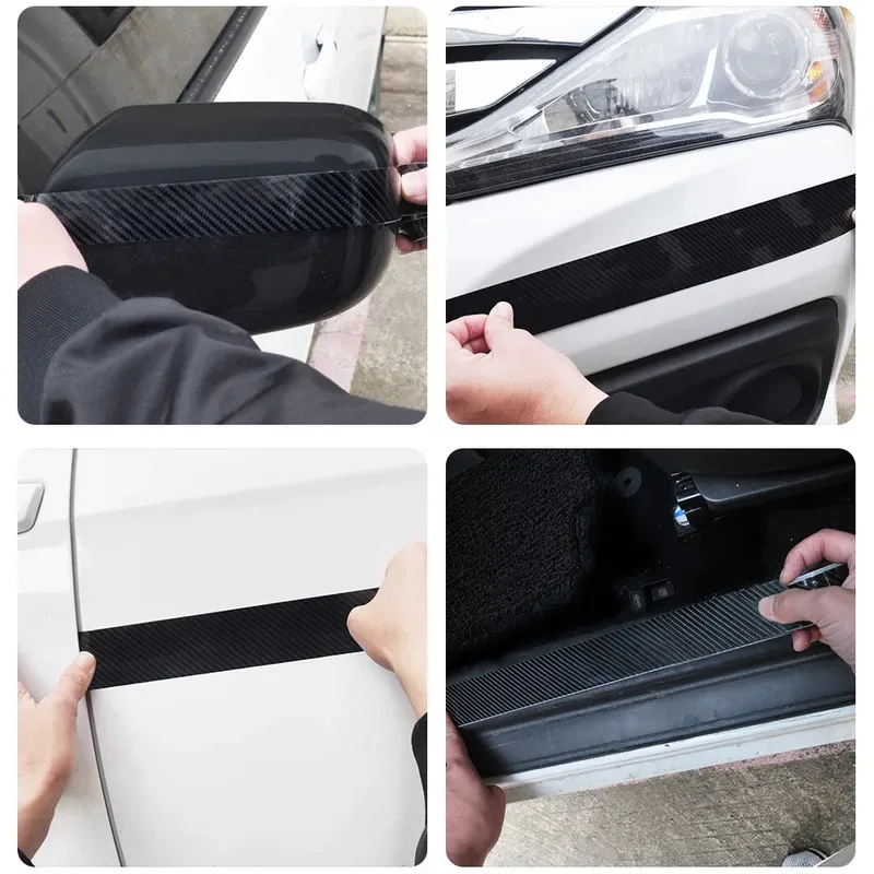 1/3/5Pcs 3D Carbon Fiber Sticker Car Threshold Protective Film Anti Scratch Wear-Resistant Waterproof Matte Sticker for Car Body