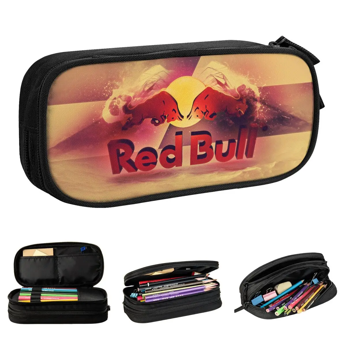 Reds Double-Bull Logo Pencil Cases Cute Pen Holder Bag Girls Boys Large Storage Studenti School Gift Pencilcases