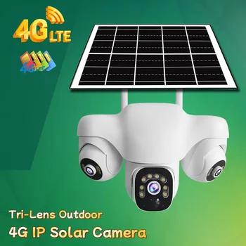 V380Pro Triple Lens 4G Camera Solar PIR Human Detection Night Vision Waterproof Security Video IP Cam 15MP Battery CCTV Monitor 1