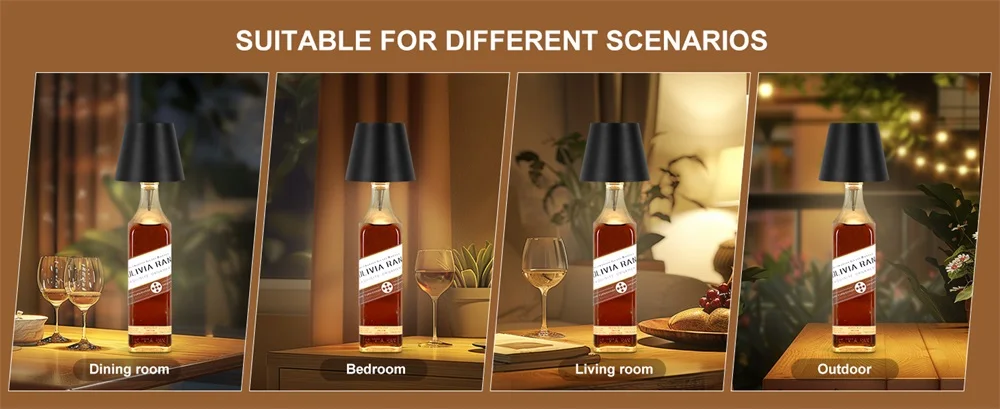Description Picture 6 of itemLED Wine Bottle Lamp Portable Table Lamp Cordless Night Light 3 Color Dimmable Desk Lamp for Restaurant Bar Party Bedroom