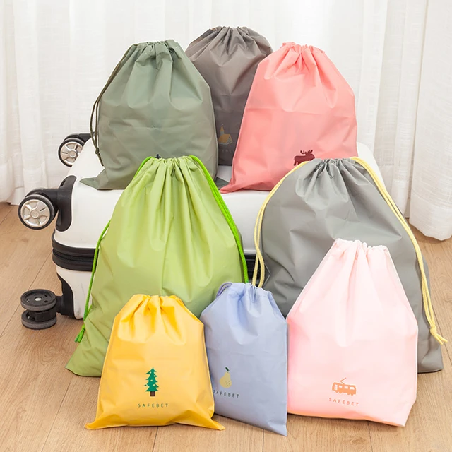 Bolsa de nailon plegable para almacenamiento de ropa sucia, organizador de  viaje lavable a máquina con cordón, accesorios de baño - AliExpress