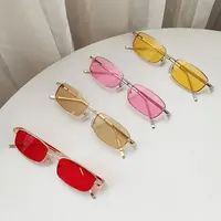 Lunettes de soleil rectangulaires pour hommes et femmes, petites lunettes de soleil de conduite carrées Vintage, marque de luxe, monture métallique 3