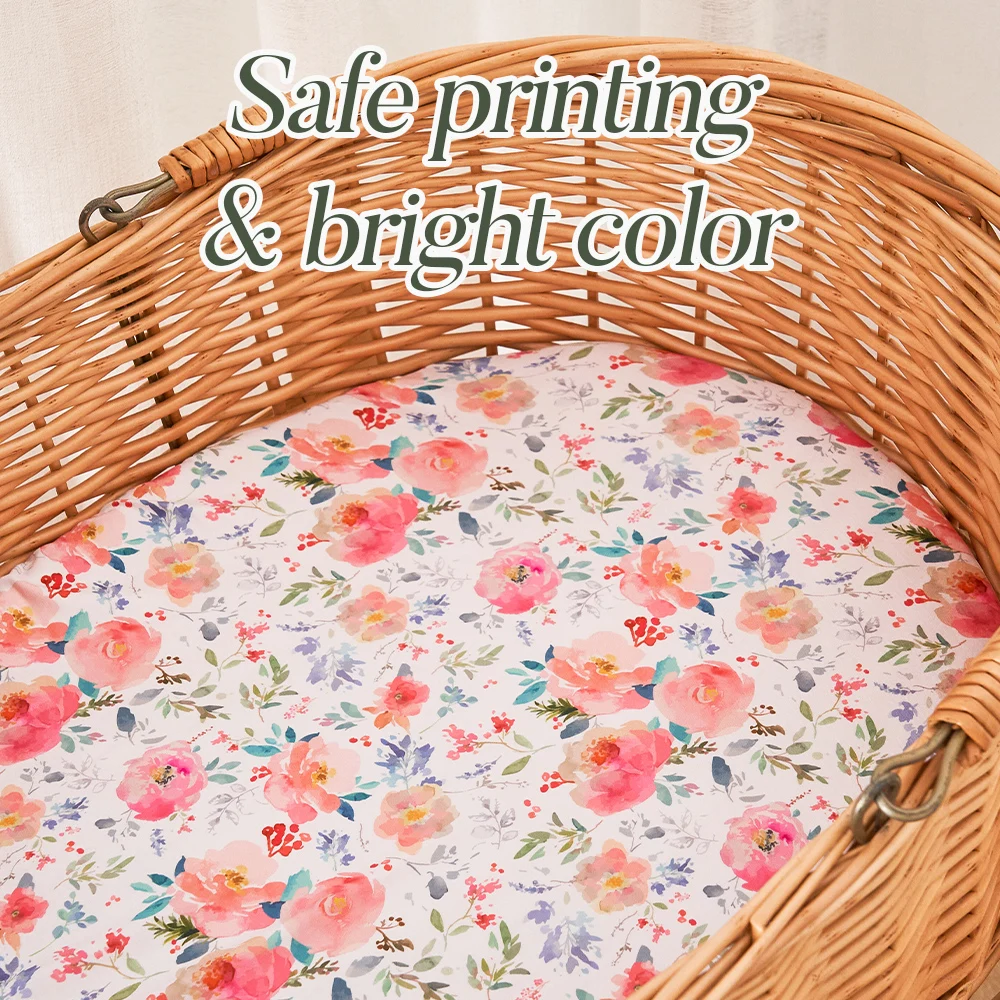 HappyFlute Nature Pattern Bassinet Sheet Soft Stretchy Craddle Sheets Universal Sheet Bed Mattress Elasticity Cover For Baby