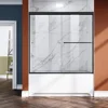 60" W X 62" H Shower Doors, 1/4" Tempered Glass, Black Hardware, Bathtub Sliding Shower Doors 1