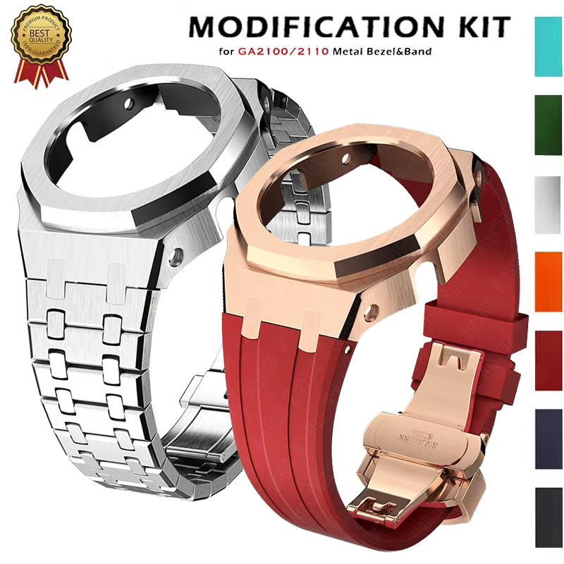 Gen4 Mod Kit for GA2100 Metal Bezel Casioak Modification GEN4 Generation Rubber Watch Case Stainless Steel Strap GA 2100/2110