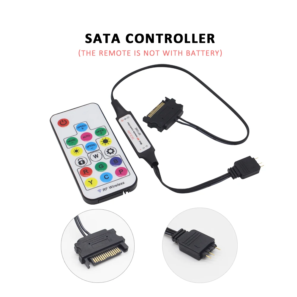 SATA Controller DC 5V 3Pin RF 17 Keys Molex Large 4Pin Pixel PC Controller for WS2812B SK6812 Addressable RGB LED Light Strips