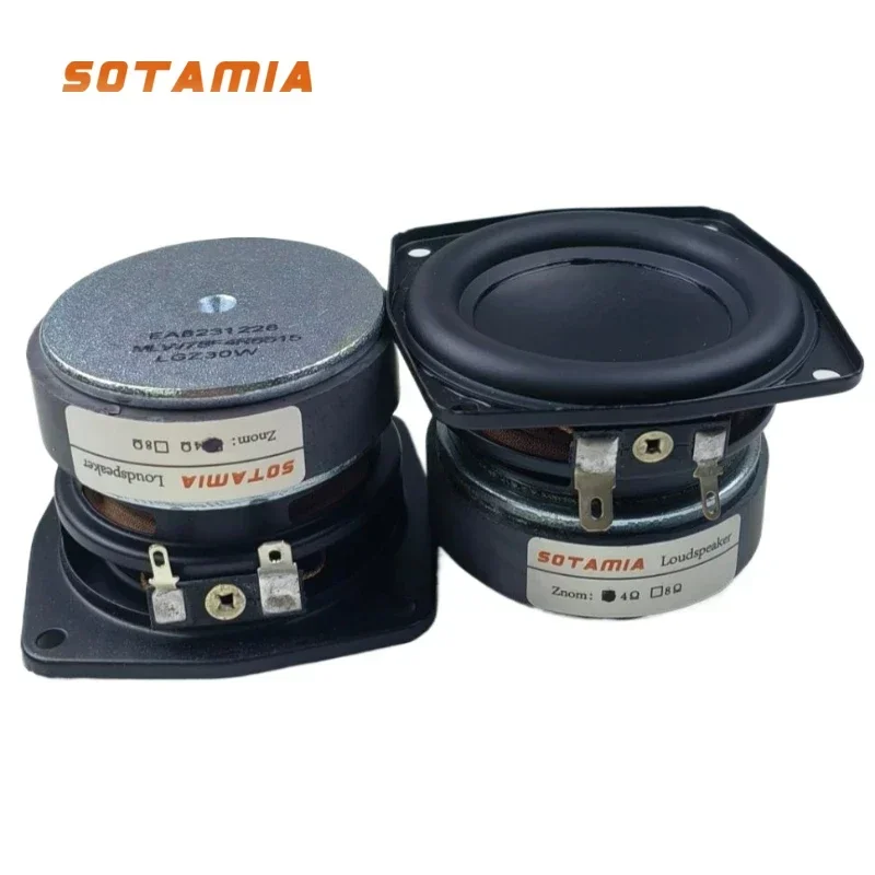SOTAMIA 2Pcs 3 Inch Subwoofer Speaker 4 Ohm 35W Bass Woofer Audio DIY Hifi Music Bluetooth Speaker Bookshelf Power Loudspeaker