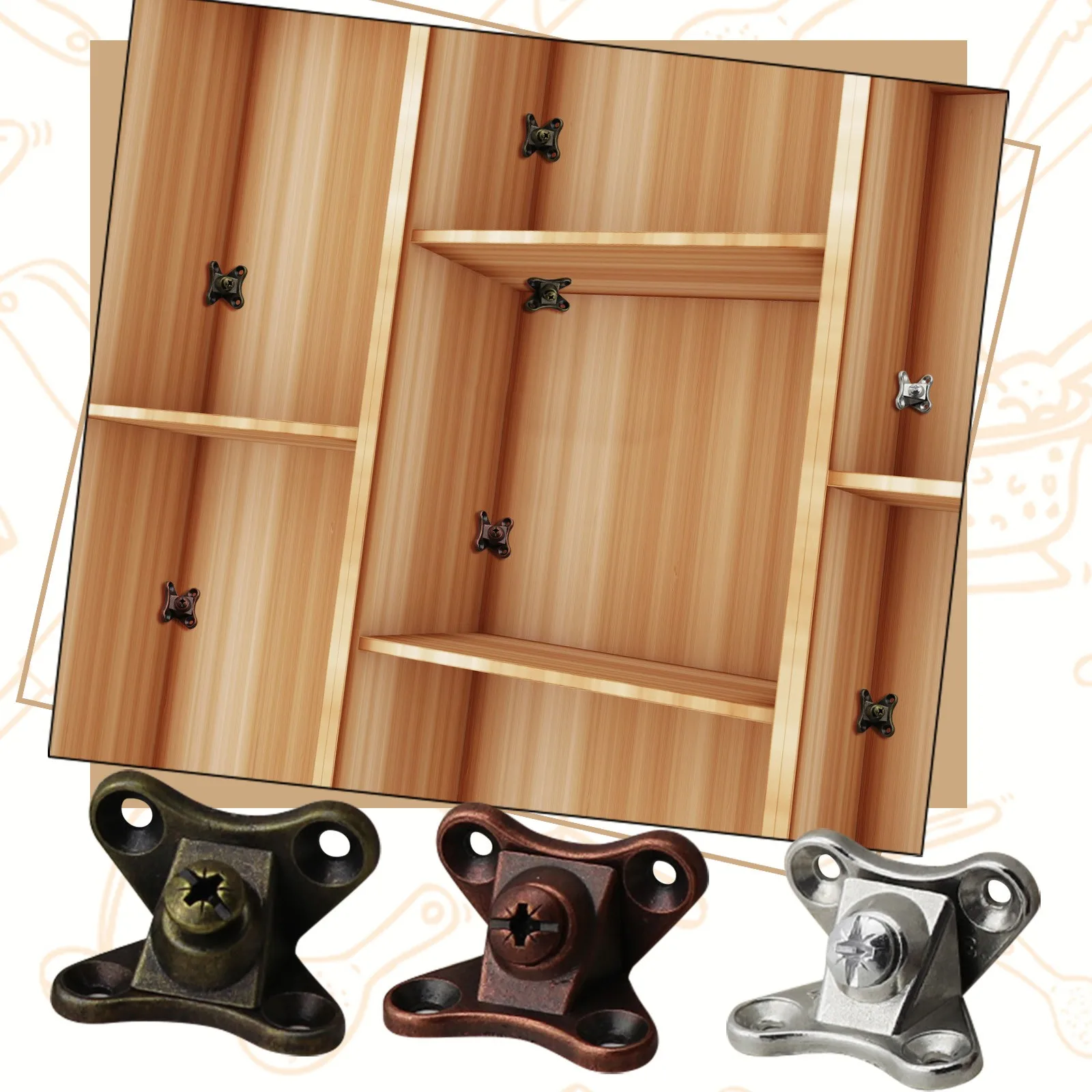 RetroZincAlloyButterflyTableLegCornerBraceJointRightAngle