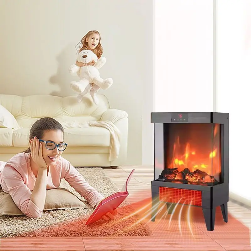 European heating fireplace simulated charcoal burning flame, heightened model 2000W three-second heating fireplace 4