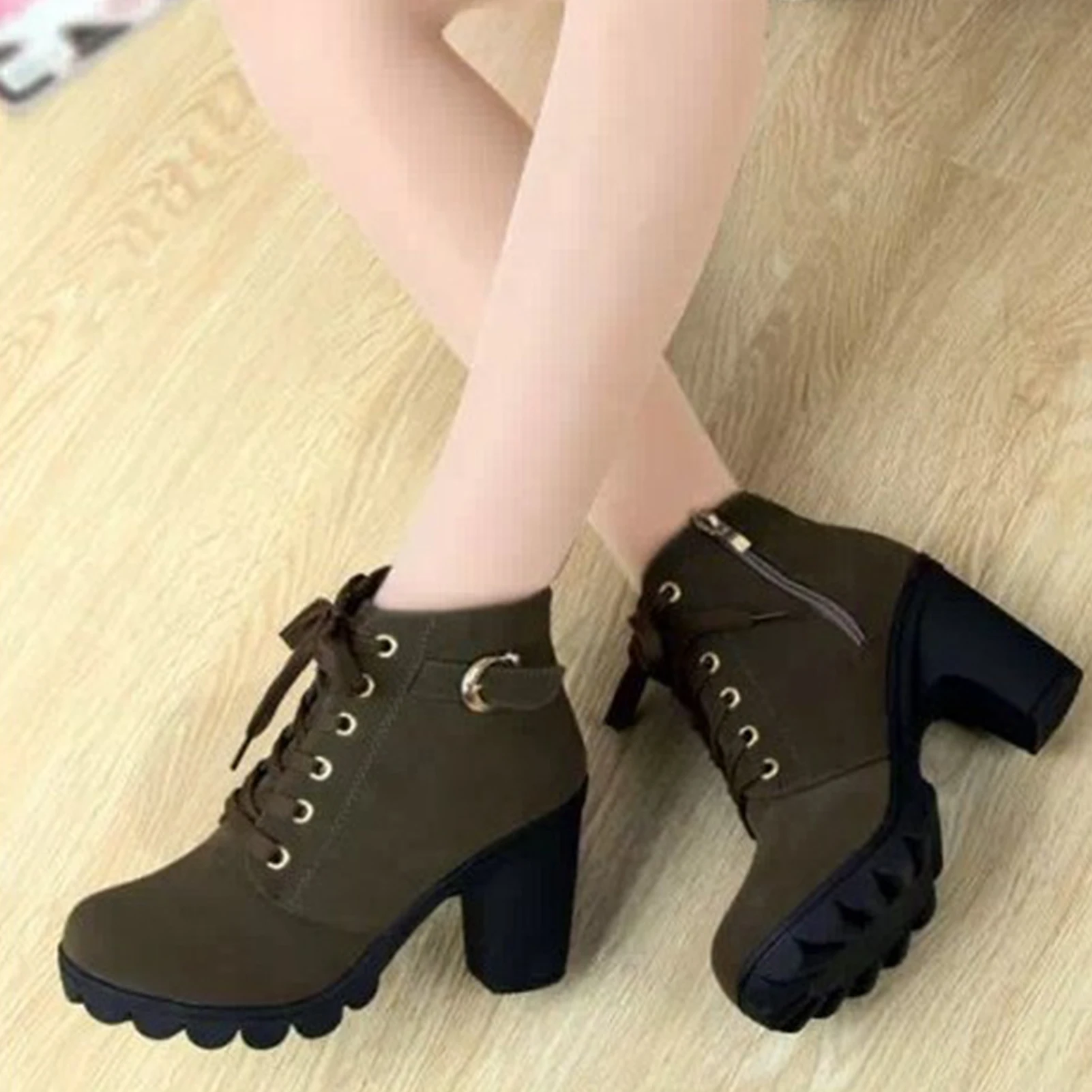 Women Large Size Ankle Boots Autumn And Winter Cross-Strap Short Boots Christmas Birthday New Year Gift