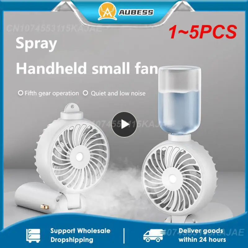 

1~5PCS 5000/2500mAh Portable Spray Mist Fan With LCD Display, 5 Gear Mini Electric Fan USB Rechargeable Wireless Fan Spray Water