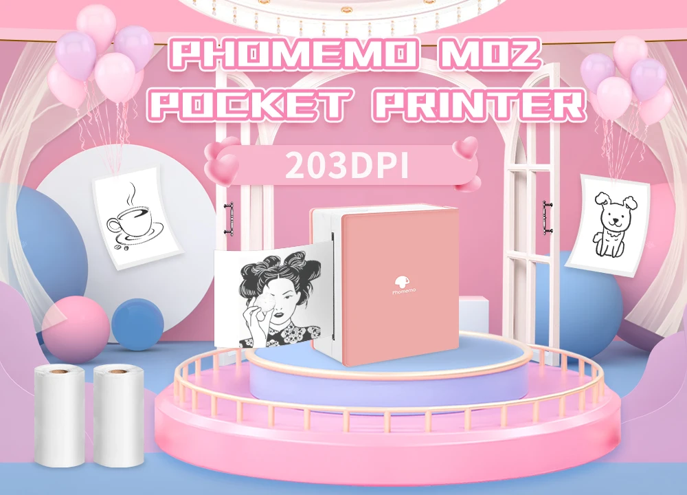 Phomemo M02 Portable Thermal Printer Pocket Mini Label Sticker Maker Wireless Connections Photo Printer BPA-Free Adhesive Paper mini sprocket printer