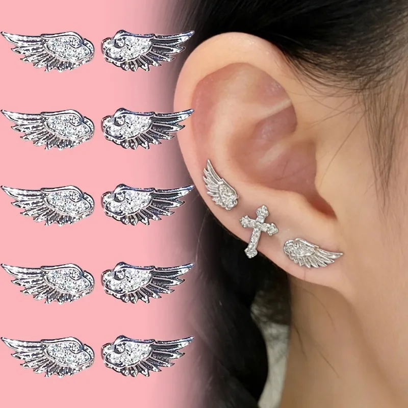 Aretes de ala brillante gótica punk