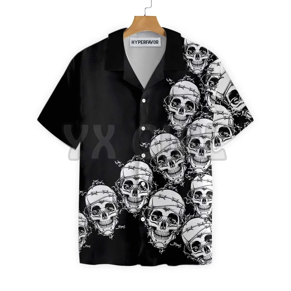 

Skull In Barbed Wire Gothic 3D All Over Printed Hawaiian Shirt Men's For Women's Harajuku Casual Shirt Unisex