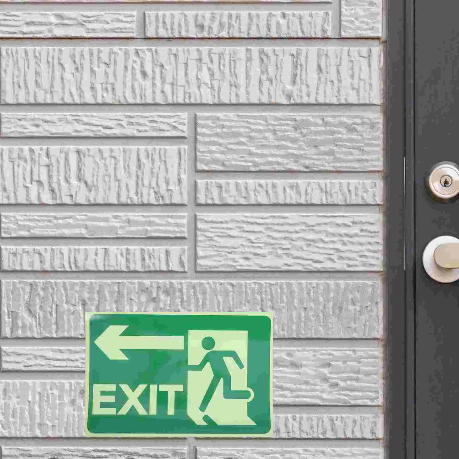 2 Sheets Flange Ring Shifter Glow-in-the-dark Fire Exit Sign Alarm Stickers Emergency Arrows