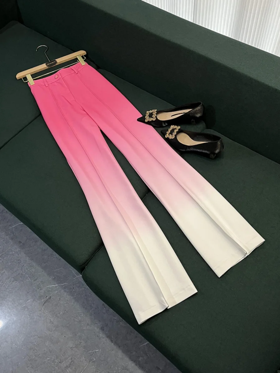 2024 New Pant Sets Fashion Female Temperament Gradient Color Slim Long Sleeve Suit Pants Suit Two-Piece Suit Women's Clothes